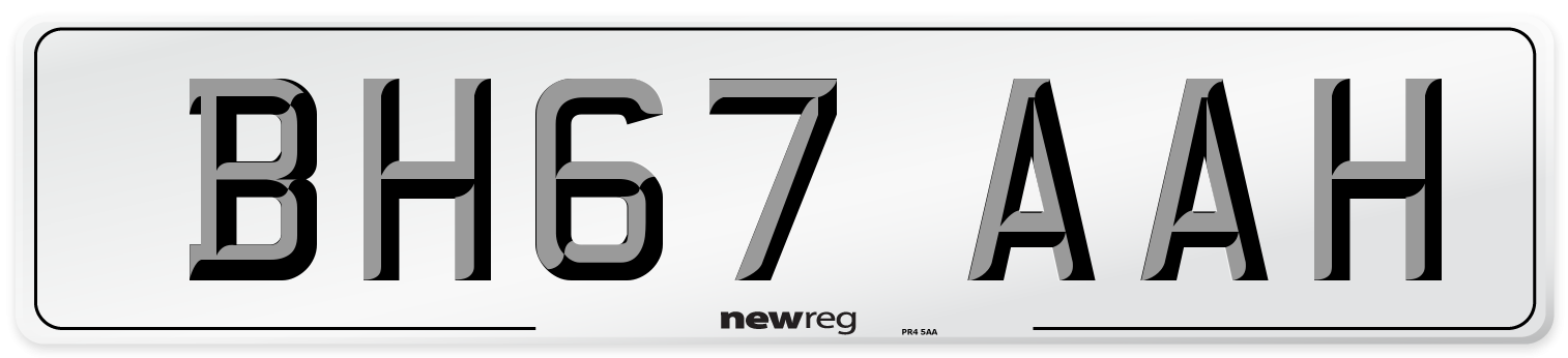 BH67 AAH Number Plate from New Reg